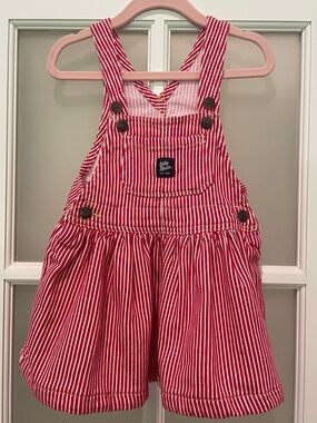 OshKosh B'gosh Red & White Striped Overall Dress NWOT